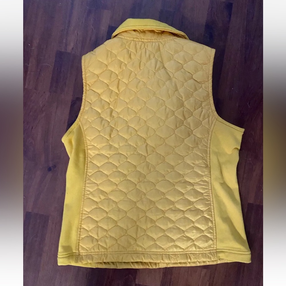 Women’s Llbean Quilted, Fleece Mustard Vest Size Small Gem